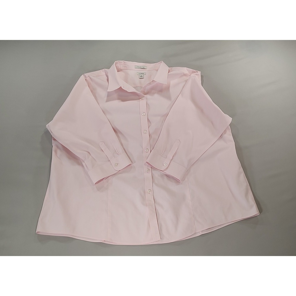 LL Bean Shirt Womens 3XL Pink Wrinkle Resistant Button Up Blouse Top